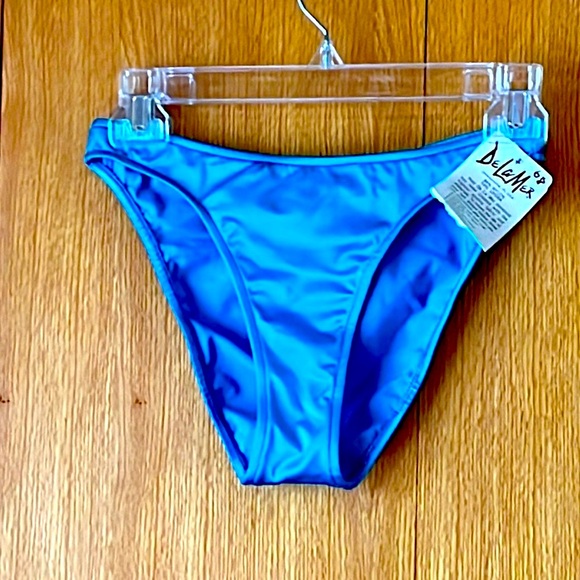 RARE New tags Vintage De La Mer turquoise swim XS hi cut 80s 90s bikini bottoms - Picture 2 of 9